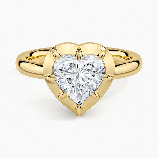 Harper Bezel Prong Solitaire Ring - Heart Center Stone