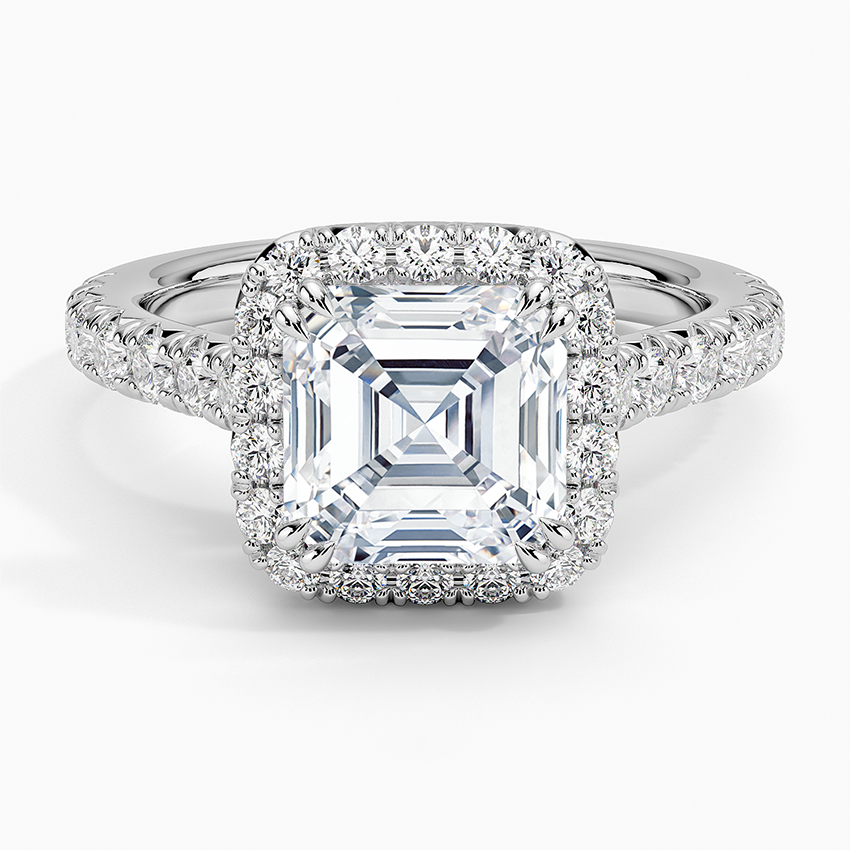 Sienna Halo Half Coverage Diamond Ring (2/3 ct. tw.) - Asscher Cut Center Stone