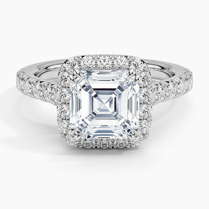 Sienna Halo Half Coverage Diamond Ring (2/3 ct. tw.) - Asscher Cut Center Stone