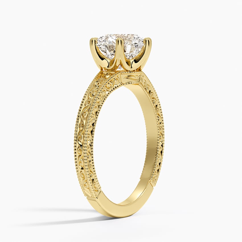 Hudson Engraved Ring - Round Center Stone