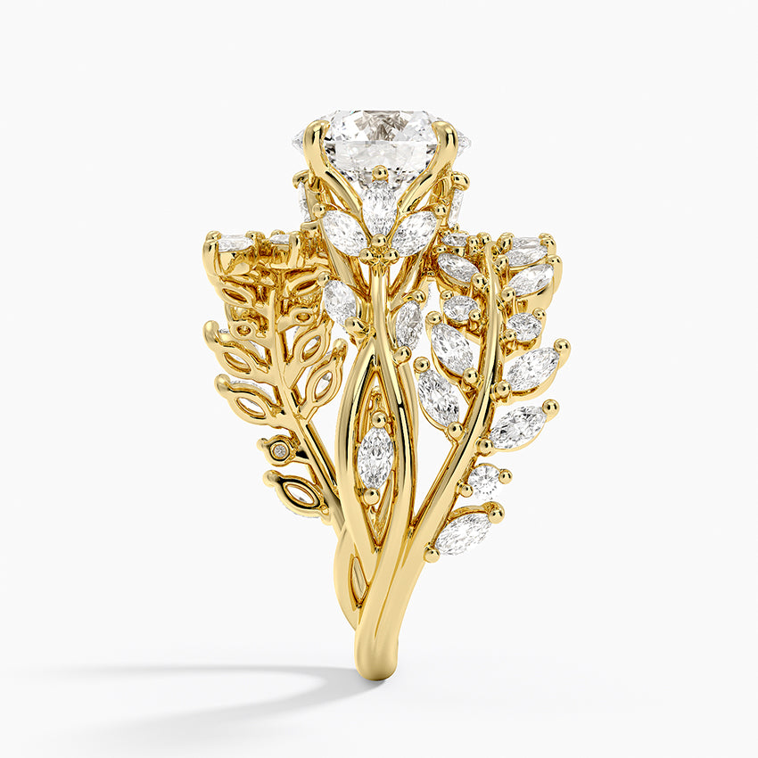 Secret Garden Wrap Diamond Ring - Round Center Stone