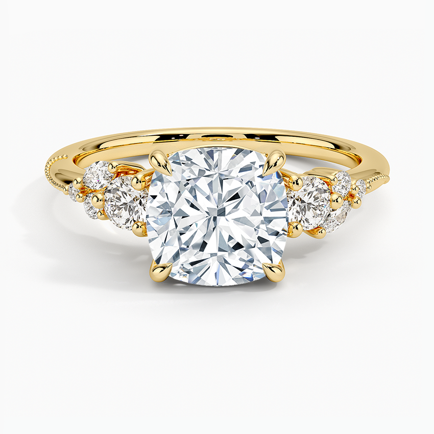 Camellia Three Stone Diamond Ring (1/3 ct. tw.) - Cushion Cut Center Stone