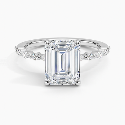 Delicate Versailles Diamond Ring - Emerald Cut Center Stone