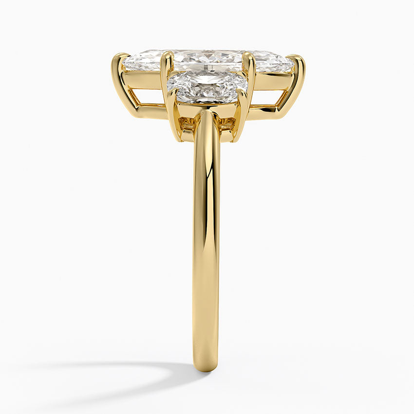 Luxe Faye Elongated Cushion Three Stone Diamond Ring (1 ct. tw.) - Marquise Cut Center Stone