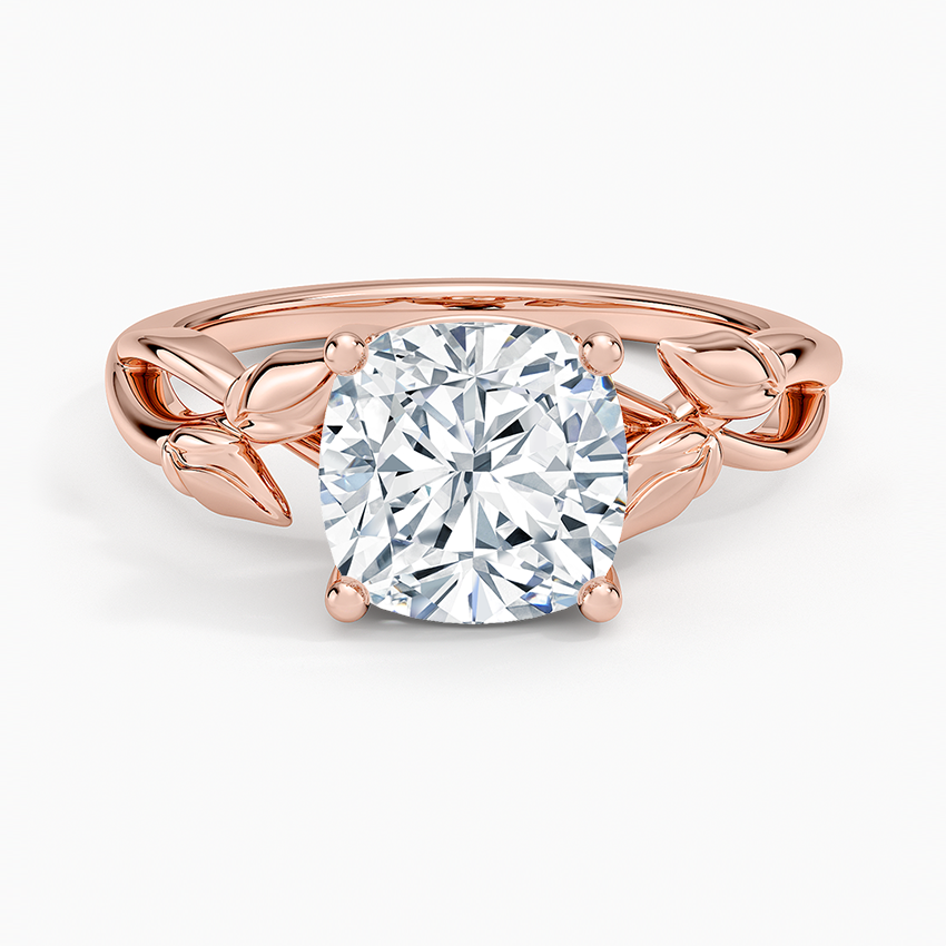 Budding Willow Solitaire Ring - Cushion Cut Center Stone