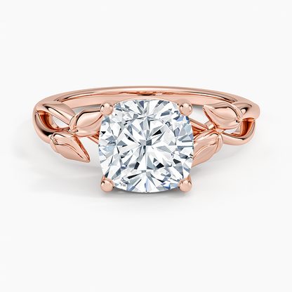 Budding Willow Solitaire Ring - Cushion Cut Center Stone