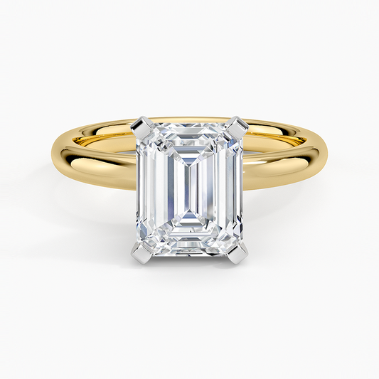 Comfort Fit 2.5mm Ring - Emerald Cut Center Stone