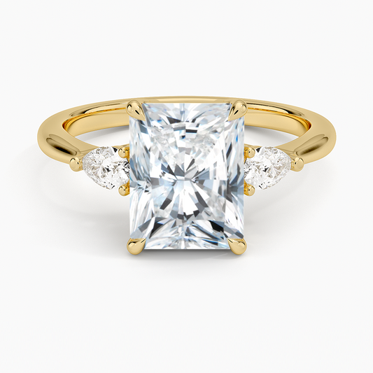 Petite Opera Three Stone Diamond Ring (1/4 ct. tw.) - Radiant Cut Center Stone