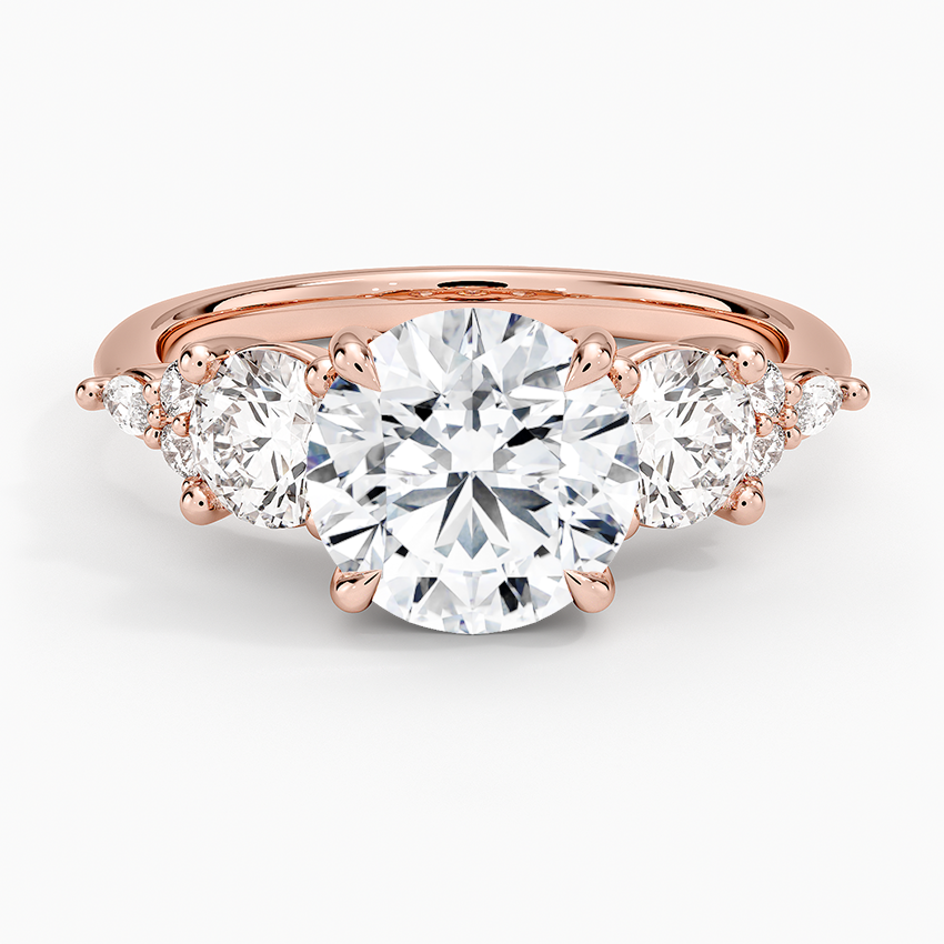 Luxe Nadia Three Stone Diamond Ring - Round Center Stone