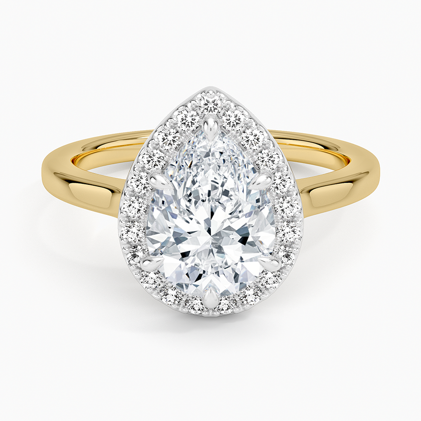 Platinum Mixed Metal Julia Halo Diamond Ring (1/5 ct. tw.) - Pear Center Stone