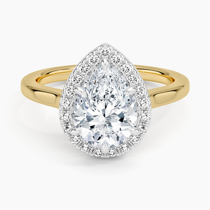 Platinum Mixed Metal Julia Halo Diamond Ring (1/5 ct. tw.) - Pear Center Stone
