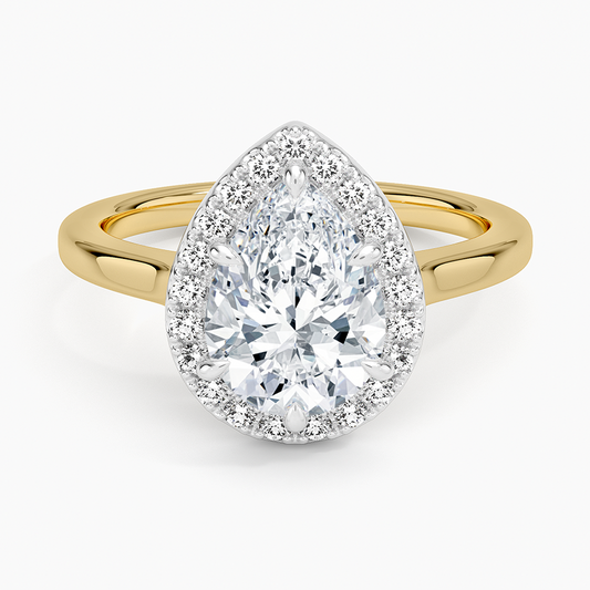 Platinum Mixed Metal Julia Halo Diamond Ring (1/5 ct. tw.) - Pear Center Stone