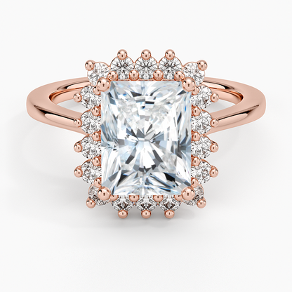 Sunburst Halo Diamond Ring (1/4 ct. tw.) - Radiant Cut Center Stone