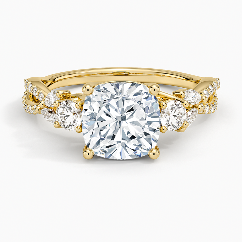 Luxe Willow Three Stone Diamond Ring (1/2 ct. tw.) - Cushion Cut Center Stone