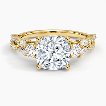 Luxe Willow Three Stone Diamond Ring (1/2 ct. tw.) - Cushion Cut Center Stone