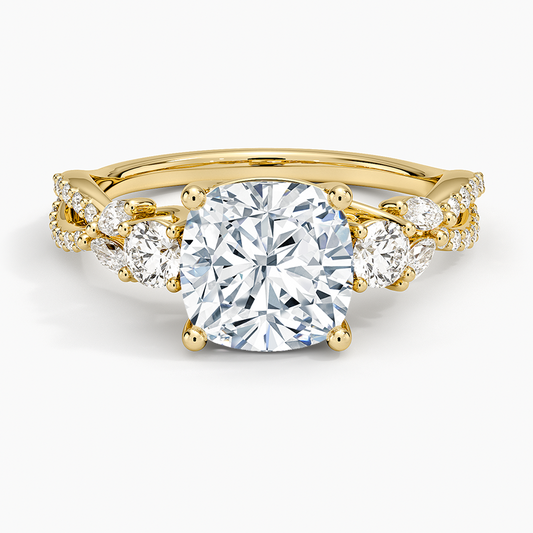 Luxe Willow Three Stone Diamond Ring (1/2 ct. tw.) - Cushion Cut Center Stone