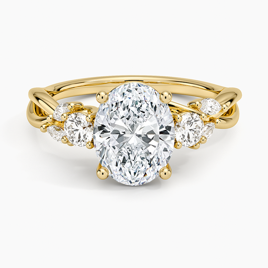 Willow Three Stone Diamond Ring (1/3 ct. tw.) - Oval Center Stone