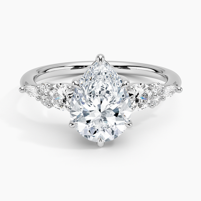 Nadia Three Stone Diamond Ring - Pear Center Stone