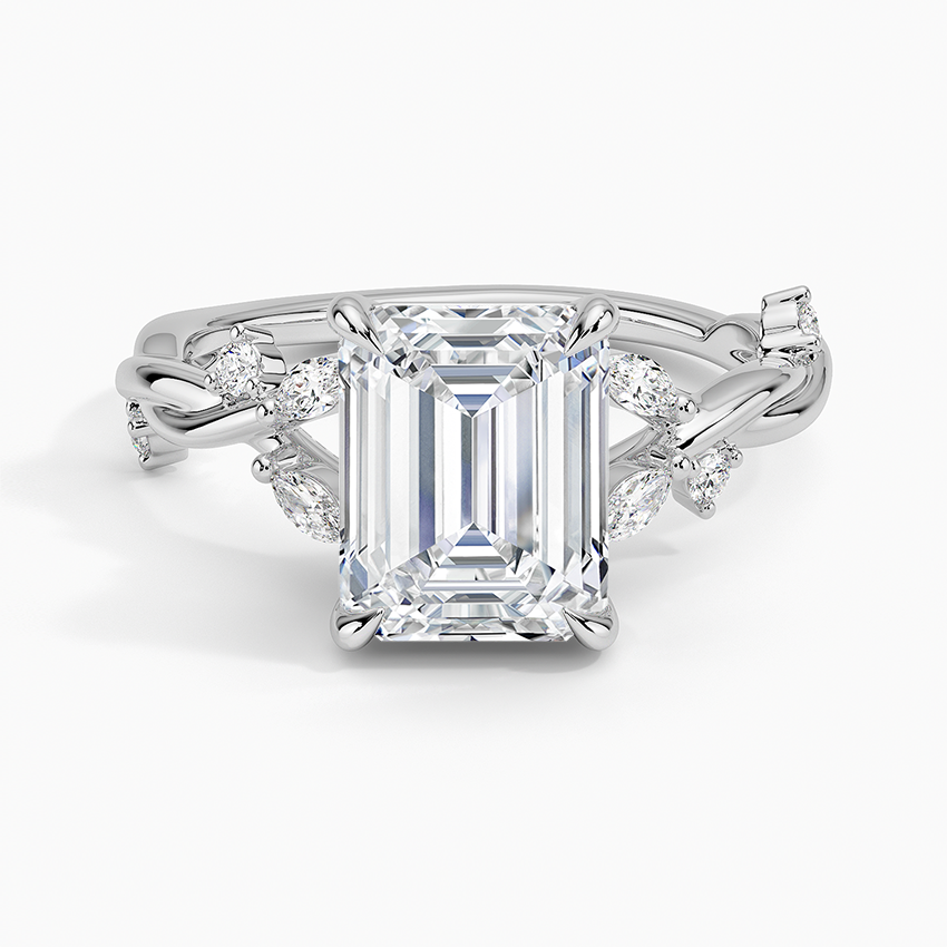 Azalea Twist Diamond Ring - Emerald Cut Center Stone