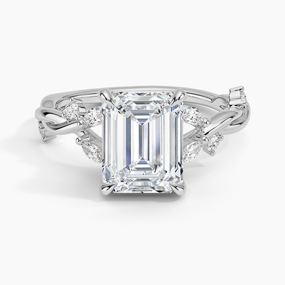 Azalea Twist Diamond Ring - Emerald Cut Center Stone