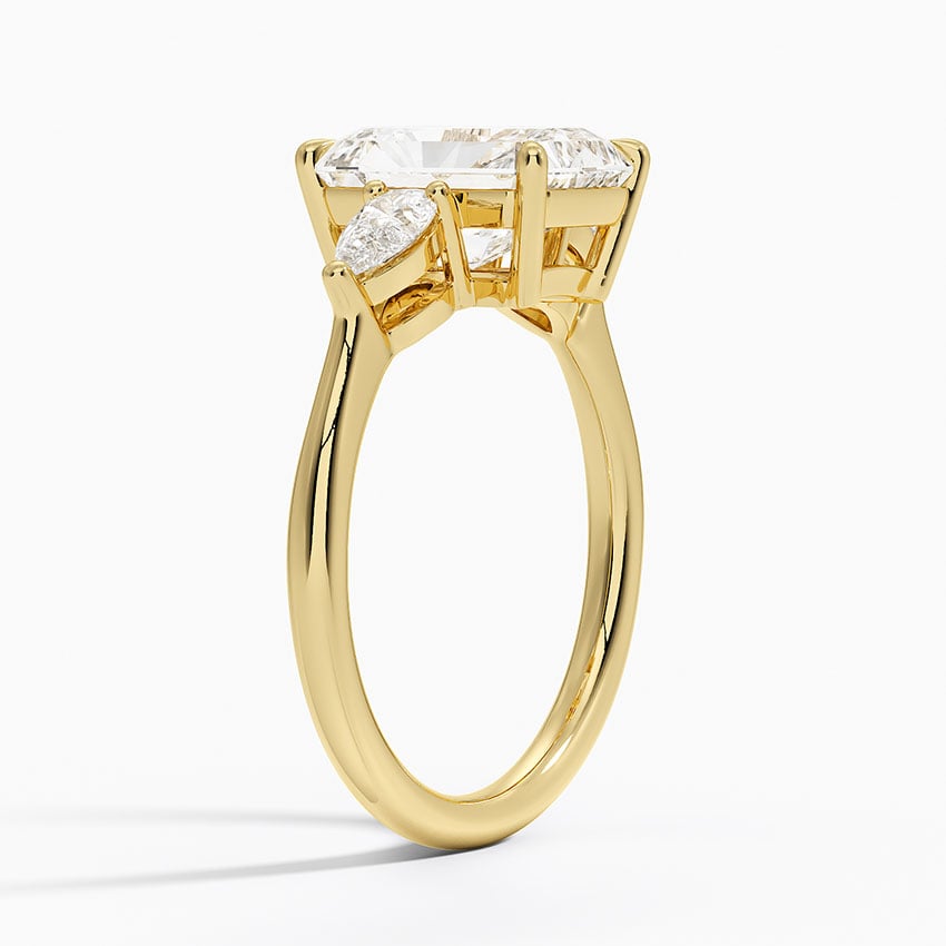 Opera Three Stone Diamond Ring - Radiant Cut Center Stone