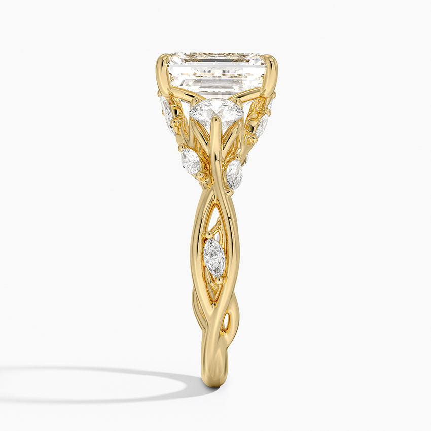 Secret Garden Three Stone Diamond Ring (3/4 ct. tw.) - Emerald Cut Center Stone