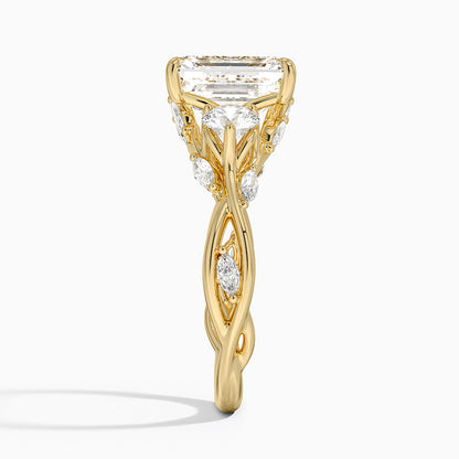 Secret Garden Three Stone Diamond Ring (3/4 ct. tw.) - Emerald Cut Center Stone