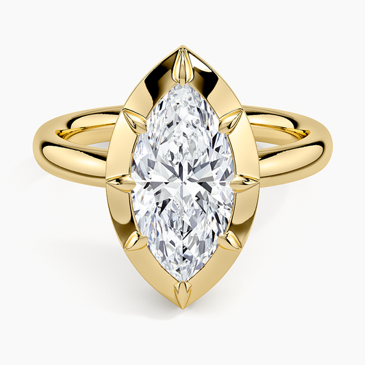 Harper Bezel Prong Solitaire Ring - Marquise Center Stone
