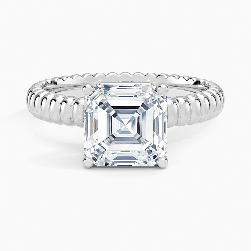 Petra Textured Solitaire Ring - Asscher Cut Center Stone