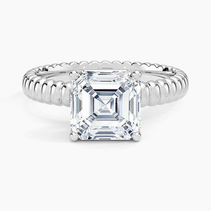 Petra Textured Solitaire Ring - Asscher Cut Center Stone
