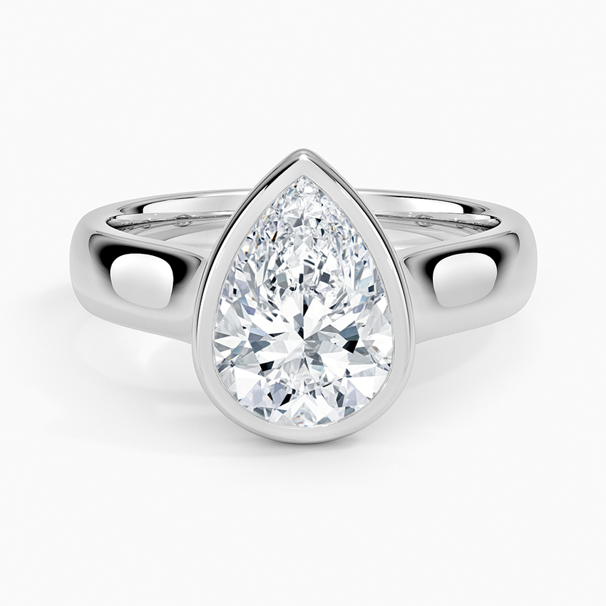 Luna 4mm Bezel Ring - Pear Center Stone