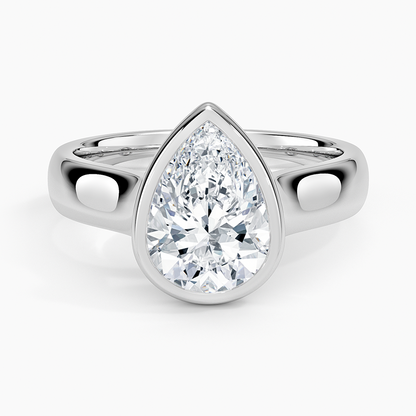 Luna 4mm Bezel Ring - Pear Center Stone