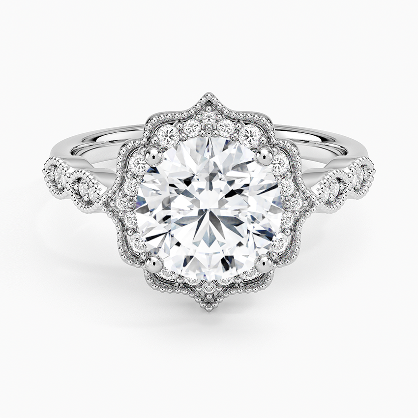 Cadenza Halo Diamond Ring - Round Center Stone