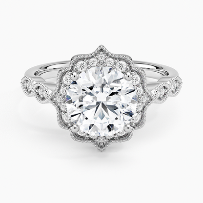 Cadenza Halo Diamond Ring - Round Center Stone