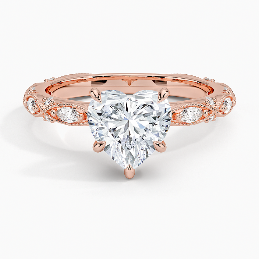 Celestia Milgrain Diamond Ring (1/4 ct. tw.) - Heart Center Stone