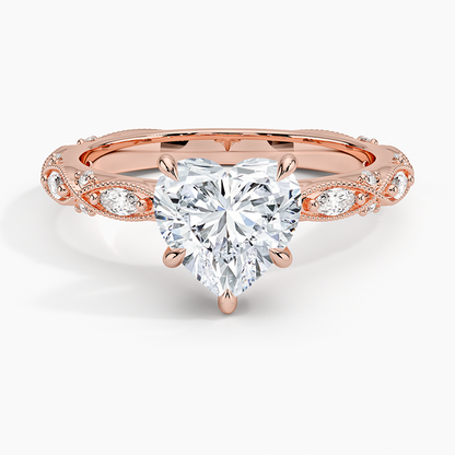 Celestia Milgrain Diamond Ring (1/4 ct. tw.) - Heart Center Stone