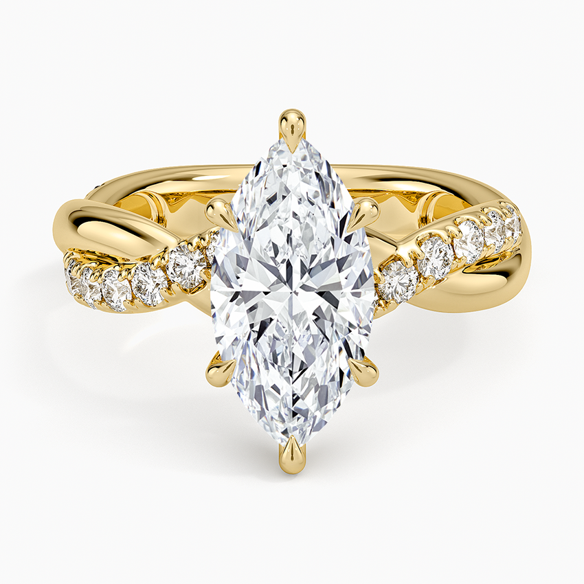 Cascade Twisted Diamond Ring - Marquise Cut Center Stone