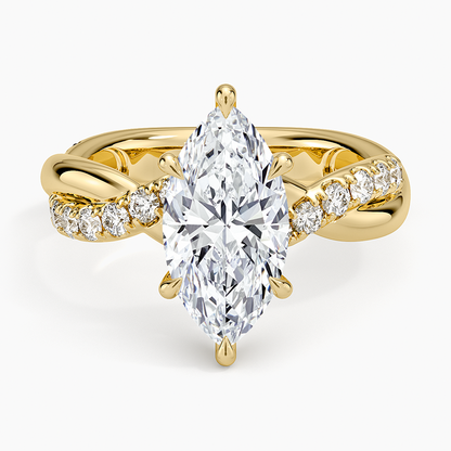 Cascade Twisted Diamond Ring - Marquise Cut Center Stone