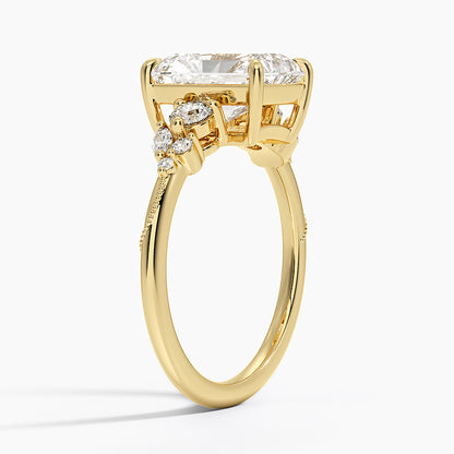 Camellia Three Stone Diamond Ring (1/3 ct. tw.) - Radiant Cut Center Stone