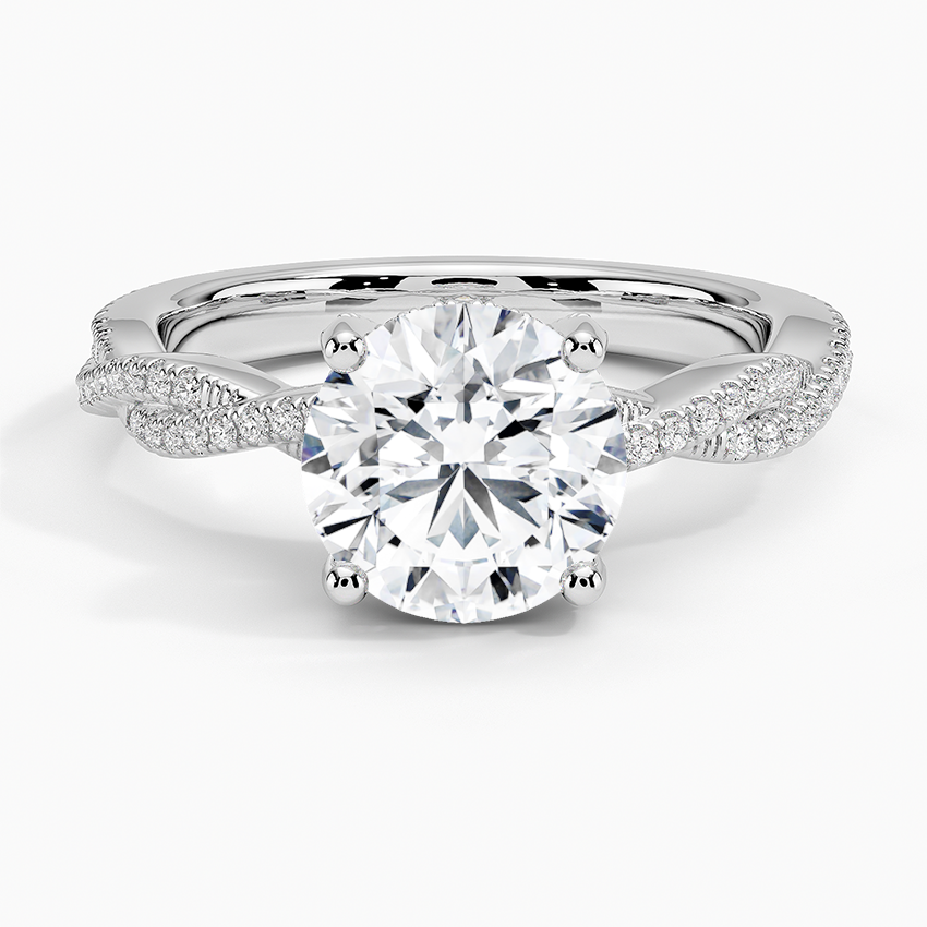 Adorned Luxe Petite Twisted Vine Diamond Ring - Round Center Stone