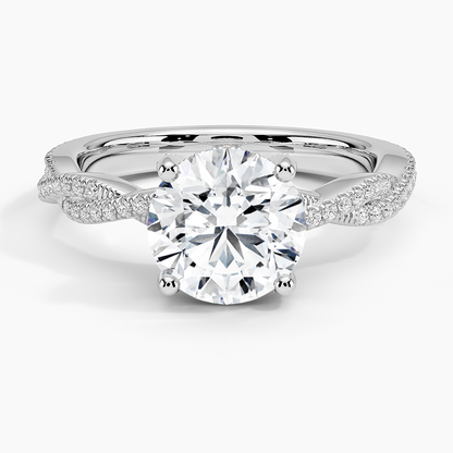 Adorned Luxe Petite Twisted Vine Diamond Ring - Round Center Stone