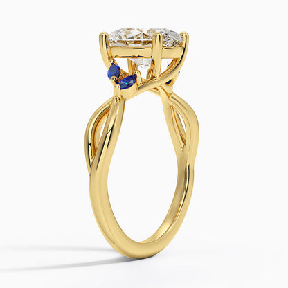 Willow Ring With Sapphire Accents - Oval Cut Center Stone