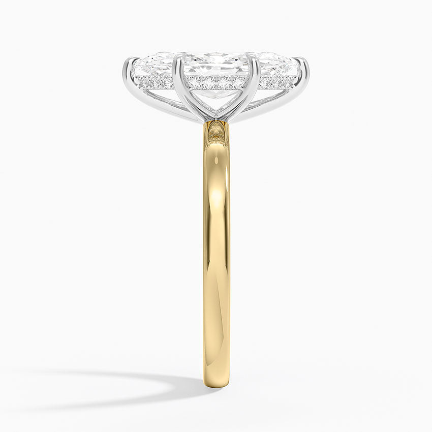Platinum Mixed Metal Audrey 2mm Diamond Ring - Marquise Center Stone