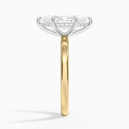 Platinum Mixed Metal Audrey 2mm Diamond Ring - Marquise Center Stone