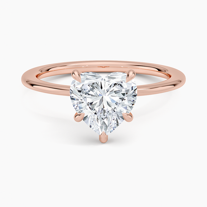 Petite Secret Halo Diamond Ring - Heart Center Stone