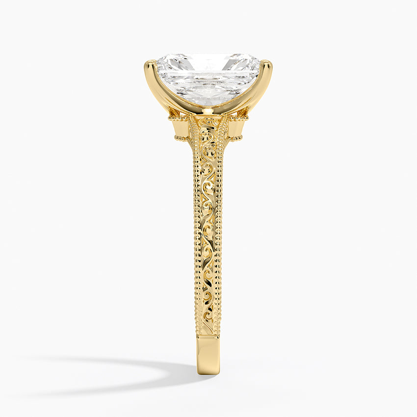 Hudson Engraved Ring - Radiant Cut Center Stone
