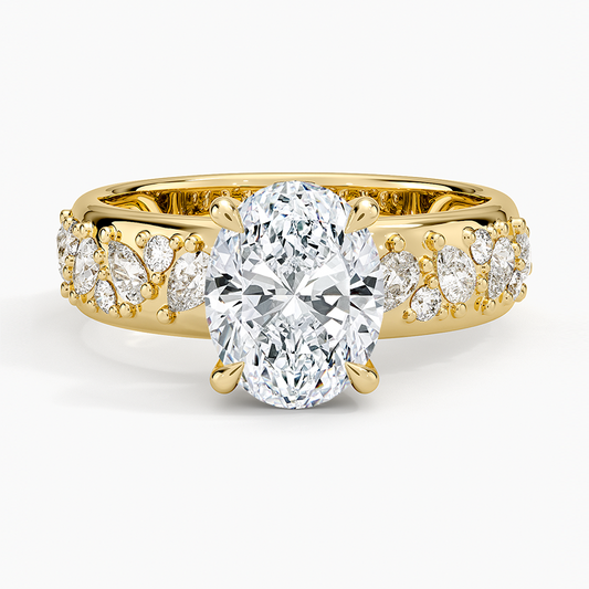 Mosaic Olivetta Three-Quarter Coverage Diamond Ring (1/2 ct. tw.) - Oval Center Stone