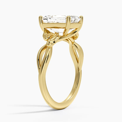 Budding Willow Solitaire Ring - Emerald Cut Center Stone