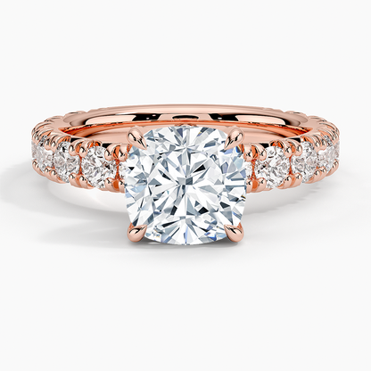 Ellora Three-Quarter Coverage Diamond Ring - Cushion Cut Center Stone