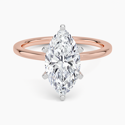Six-Prong Petite Comfort Fit 1.5mm Solitaire Ring - Marquise Center Stone